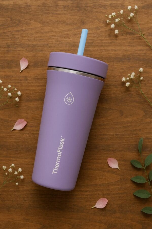 ThermoFlask Insulated Water Bottle with Straw