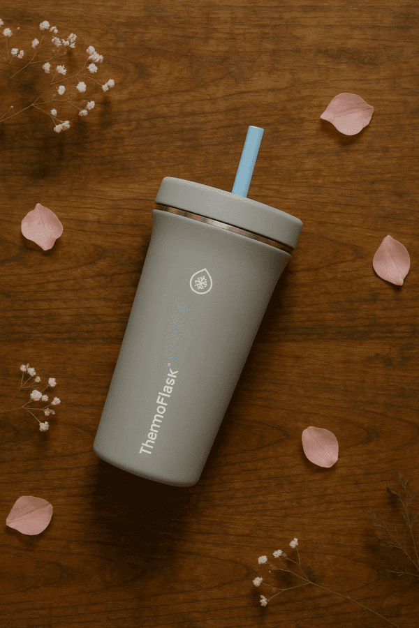 ThermoFlask Insulated Water Bottle with Straw
