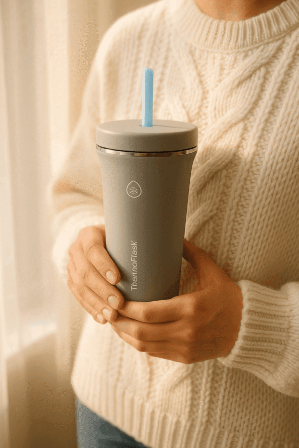ThermoFlask Insulated Water Bottle with Straw