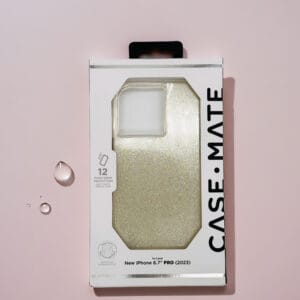 Case Mate iPhone 15 Pro Max Case – Sheer Chrystal Gold Sparkling & Strong